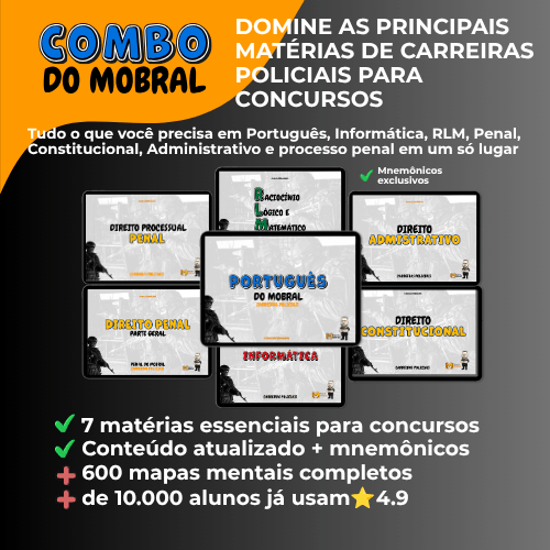 Mapas mentais das principais matérias para carreiras policiais